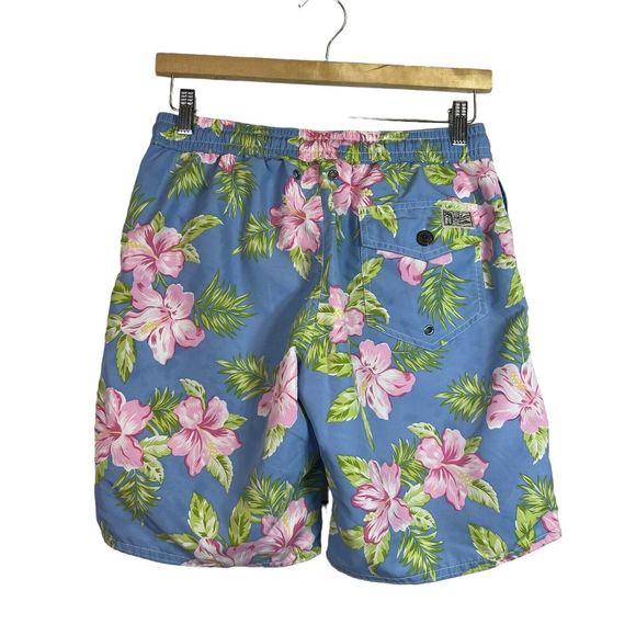 Polo Ralph Lauren Mens Blue Pink Floral Hawaiian Swim Trunks Size S - Picture 2 of 12